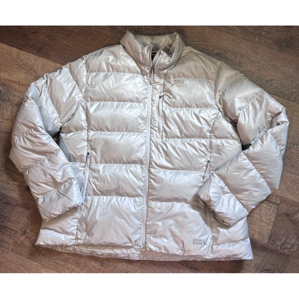 Eddie Bauer 650 Down Puffer Jacket Women's Size 2XL Gray Full Zip Lightweight